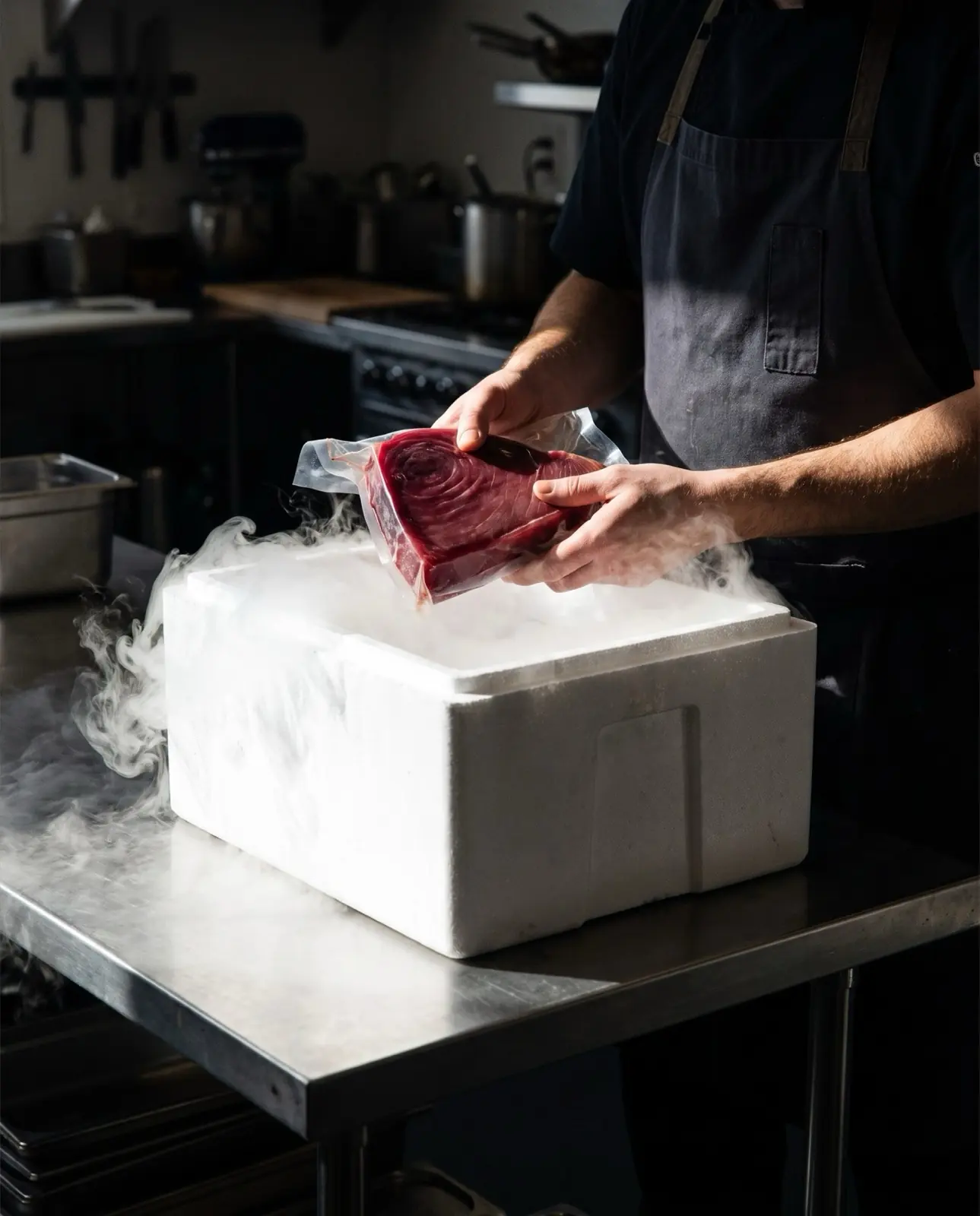 Box isotermico con ghiaccio secco pronto alla spedizione