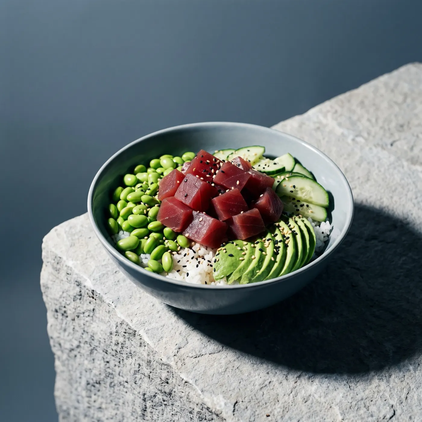 Poke with tuna cubes